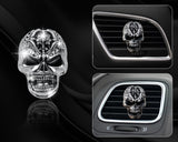 Skull Car Vent Clip 2 Pieces Silver Alloy Punk Car Essential Oil Diffuser Vent Clip Halloween Car Interior Decor