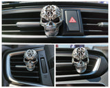 Skull Car Vent Clip 2 Pieces Silver Alloy Punk Car Essential Oil Diffuser Vent Clip Halloween Car Interior Decor
