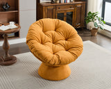 Papasan Chair with Thick Cushion Swivel 360 Comfy Accent Chair Indoor Upholstered Cozy Reading Chair Ergonomic Round Chair