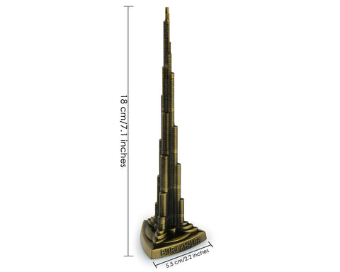 Office Desk Decor Dubai Souvenir 7 Inch Bronze Burj Khalifa Statue