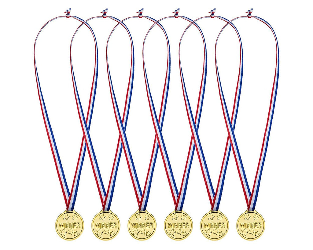 24 Pieces Plastic Winner Medals Kids Gold Medals for Party