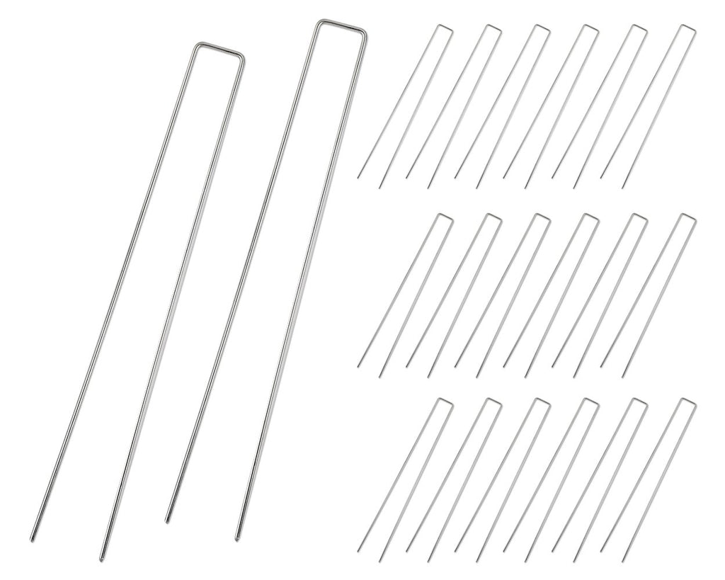Garden Stakes 20 Pieces 12 Inch Anti-rust Galvanized Ground Anchors for Xmas and Weed Barrier