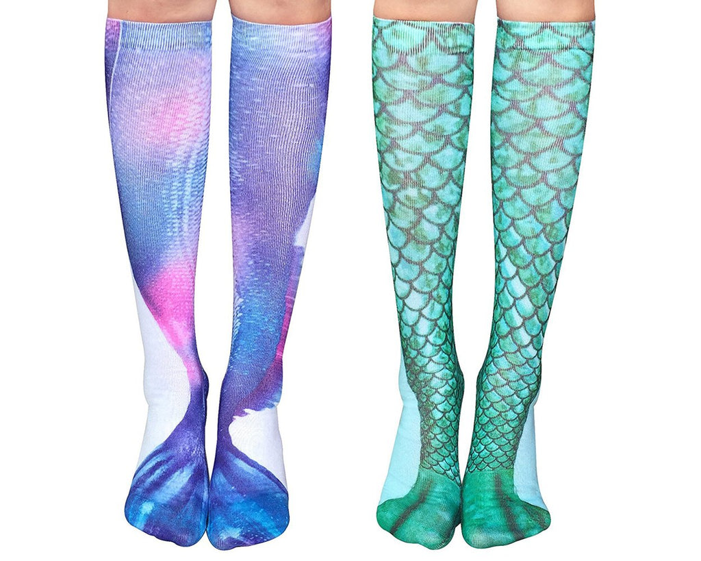 2 Pairs 3D Mermaid Knee High Socks for Girls