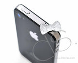 Crystal Bow Headphone Jack Plug - Silver