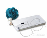 Dangling Flower Crystal Headphone Jack Plug - Blue