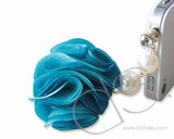 Dangling Flower Crystal Headphone Jack Plug - Blue