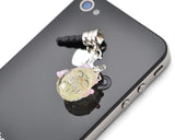 Dangling Luminous Pink Lucky Cat Headphone Jack Plug