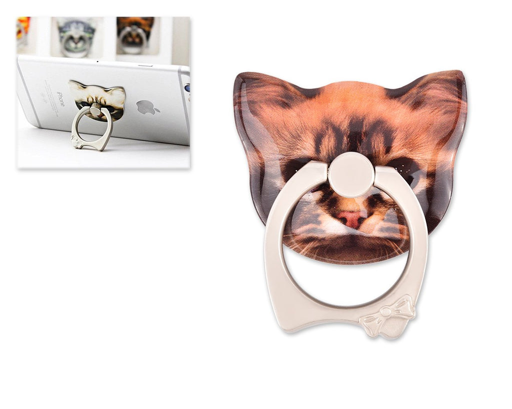 Cat Face Series Universal Metal Ring Grip Stand - C