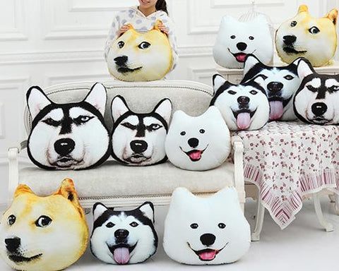 16'' Dog Face Plush Throw Pillow Animal Cushion