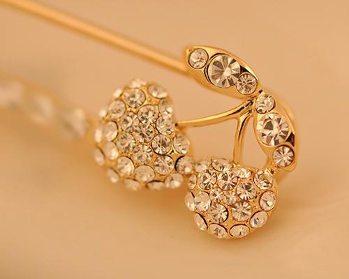 Cherry Crystal Brooch Pin