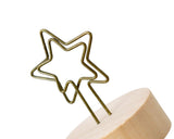 2" Paper Photo Clip Memo Card Wood Base Holder Table Decor - Star