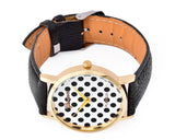 Geneva Women Candy Color Polka Dots Leather Alloy Wrist Watch