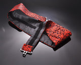 Men Handcrafted Floral Tuxedo Linen Cummerbund - Red
