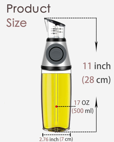 Oil Dispenser Bottle 17oz Glass Measuring Pump