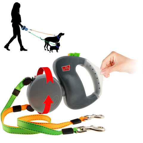 2 Dog Retractable Leash No Tangle Gel Handle