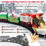 Christmas Train Set Around Tree Smoke Lights