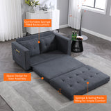 DS. DISTINCTIVE STYLE Pull Out Sofa Bed 55 Inch Width Convertible Sleeper Sofa Couch with Pullout Bed 2-in-1 Floor Futon Sofa Bed with Side Pockets