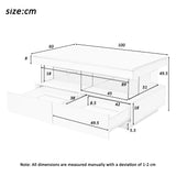 Modern Coffee Table for Living Room 39 Inch 16 Color LED Lights High Gloss Coffee Table with 2 Drawers and Open Storage Space