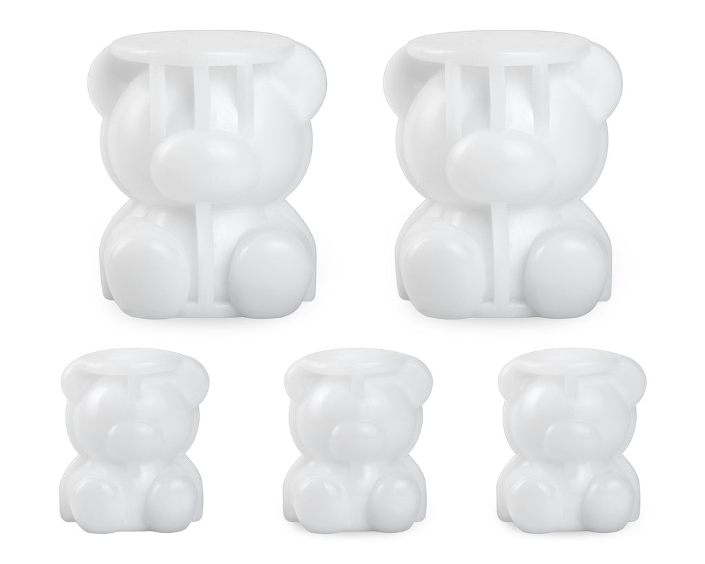 Bear Ice Cube Mold Set of 5 Cute Ice Cube Molds (2 Large and 3 Small) Fun Shaped 3D Bear Mold Silicone Molds for Coffee, Tea, Milk, Chocolate and Candle