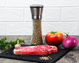 Salt and Pepper Grinder 7.9 Inch Premium 304 Stainless Steel Adjustable Pepper Mill Tall Size Manual Glass Bottle Shaker for Home, Kitchen, Barbecue