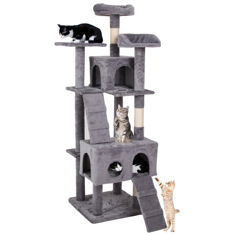 Tall Cat Tree Tower for Small Cats 63 Inch Cat Climbing Frame Multi-Level Cat Furniture with Cat Condo and Scratching Post