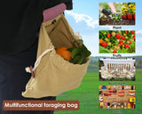 Waxed Canvas Foraging Bag with Collapsible Leather Belt Multi-Purpose Waist Mushroom Foraging Pouch