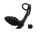 Silicone G Spot Vibration Toy with 2 Cock Rings For Man - Black