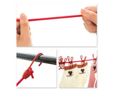 Portable Elastic Clothesline with 12 Pieces Clips - Red