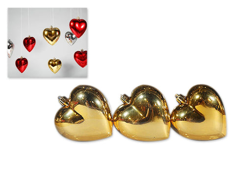 3 Pieces Heart Shaped Christmas Baubles for Christmas Tree Ornaments