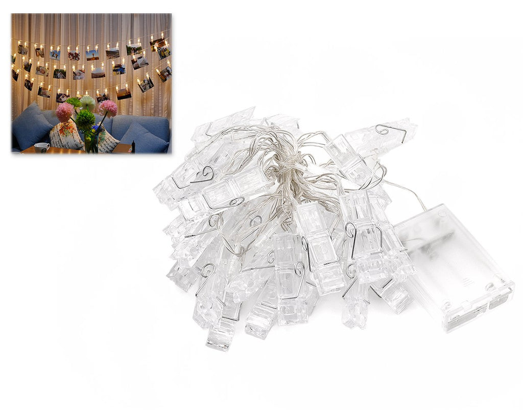 Battery Operated 30 Photo Clips Shaped LED String Lights - Warm White