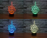Multi Colors Middle Finger LED 3D Optical Illusion Lamp