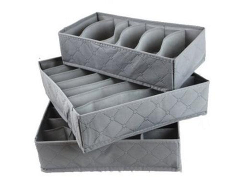 3 Pcs Bamboo Charcoal Storage Box - Gray