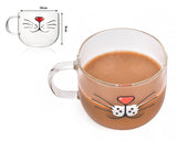 Cat Beard Cute Mug with Lid 500 Milliliter/17 Ounces Transparent Glass Funny Tea Cup Coffee Mug for Drinking Water Novelty Morning Mug