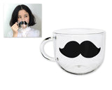 Cat Beard Cute Mug with Lid 500 Milliliter/17 Ounces Transparent Glass Funny Tea Cup Coffee Mug for Drinking Water Novelty Morning Mug