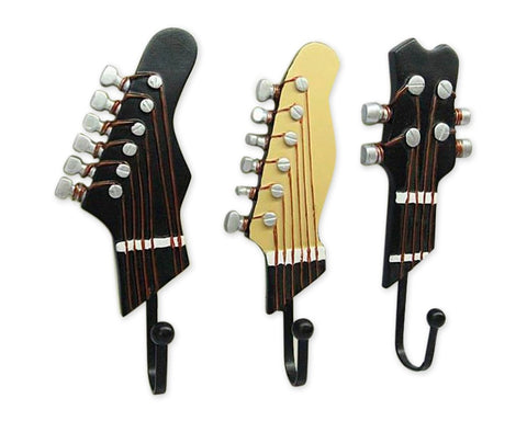 Retro Guitar Shaped Decorative Hooks 3 Pieces Wall Mounted Rack Hangers