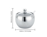 Stainless Steel Sugar Bowl with Clear Lid and Spoon