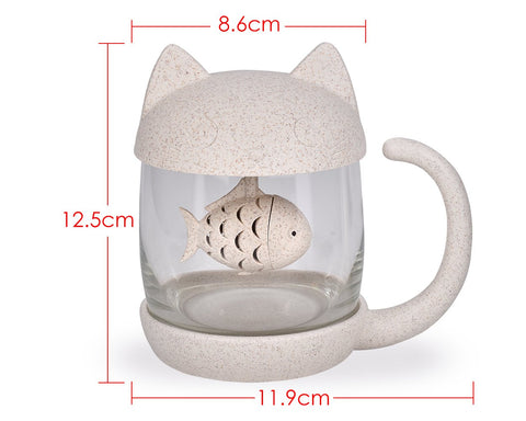 Cute Cat Tea Glass with Detachable Tea Infuser