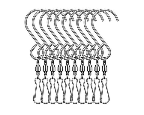 Swivel Hooks 10 Pieces Stainless Steel S Hook Clips for Hanging Wind Spinners