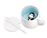 Cute Animal Ceramic Coffee Cup with Lid and Spoon