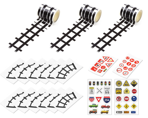 Railway Road Tape 5M DIY Road Stickers Set with Curve Track