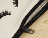Canvas Makeup Bag 10 Pcs Eyelash Pattern Travel Cosmetic Bags with Zipper