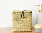 Woven Seagrass Square Tissue Box Cover 5.5 Inches Decorative Tissue Box