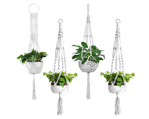 Macrame Plant Hangers Set of 4 Wall Hanging Planters with Plant Hooks