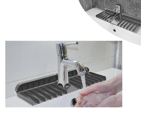Silicone Faucet Handle Drip Catcher Tray Kitchen Guard Curved-striped Version