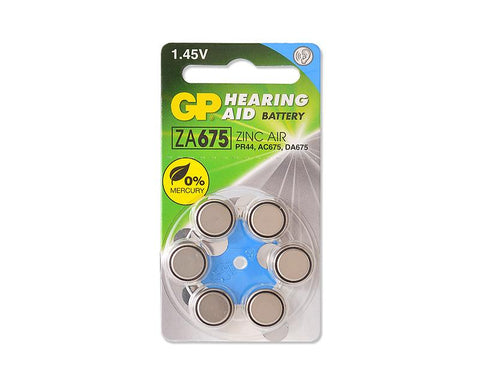 GP ZA675F Zinc Air Button Cell Hearing Aid Battery Size 675,6 Pcs/Pack