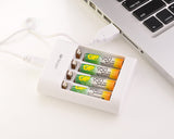 GP NiMH 950 mAh AAA Rechargeable Batteries with Free USB Charger