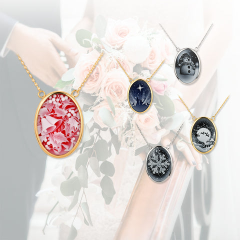 Cameo Necklace Christmas Theme Costume Jewelry Gift for Girls