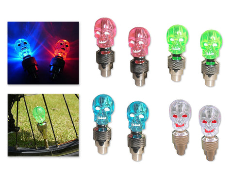 1 Pair Bicycle Wheels Light Valve Core Colorful Gradient Skull
