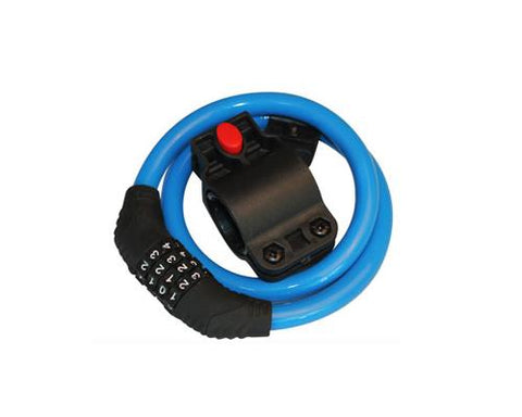 2 Feet Bicycle Resettable Combination Spiral Cable Lock - Blue