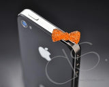 Crystal Bow Headphone Jack Plug - Orange